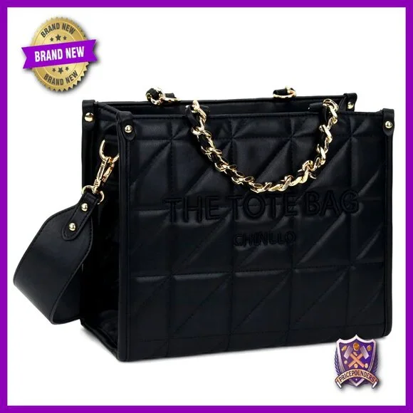 Quilted Tote Bag with Detachable Shoulder Strap Elegant Retro Minimal Purse - Picture 1 of 6